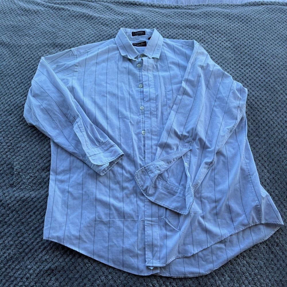 Vintage retro Christian Dior Monsieur💫grey and white windowpane 💫shirt